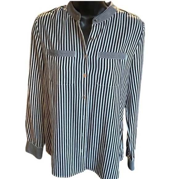 Banana Republic Striped Professiobal Button Down Blouse Sz XS - Picture 1 of 8